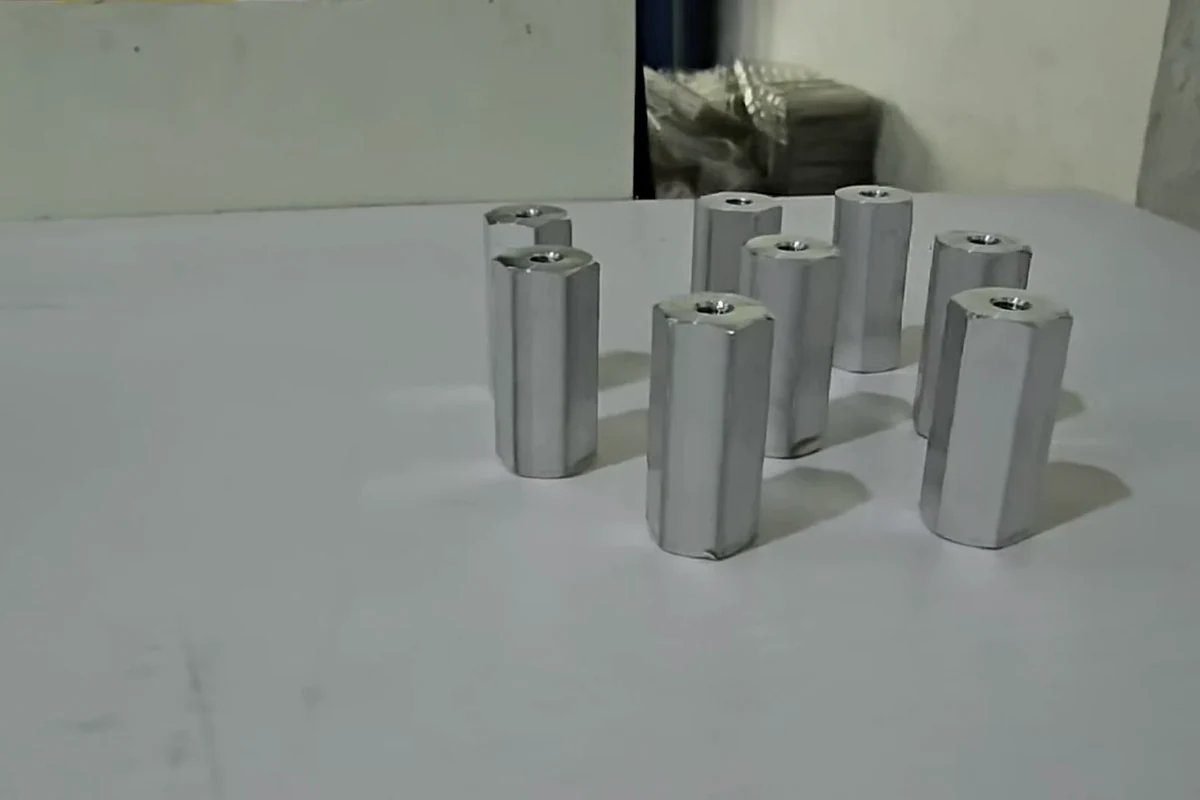 Metal sleeves with axial bores.