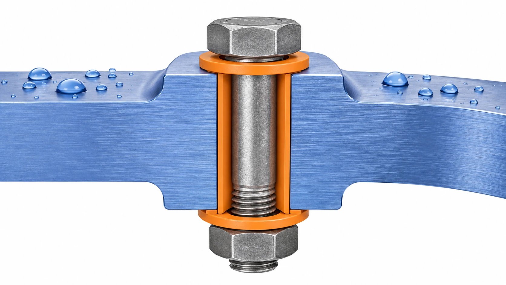 Conceptual insulated joint showing that the bolt head and shank paths both need review
