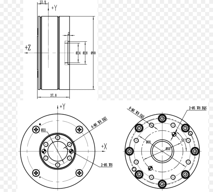 Precision component for a six-axis robot force sensor