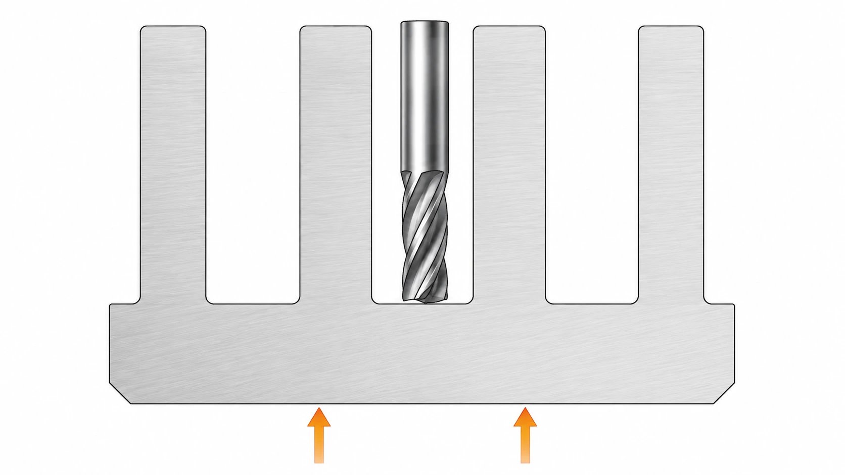 Conceptual fin-channel section showing cutter access and heat input