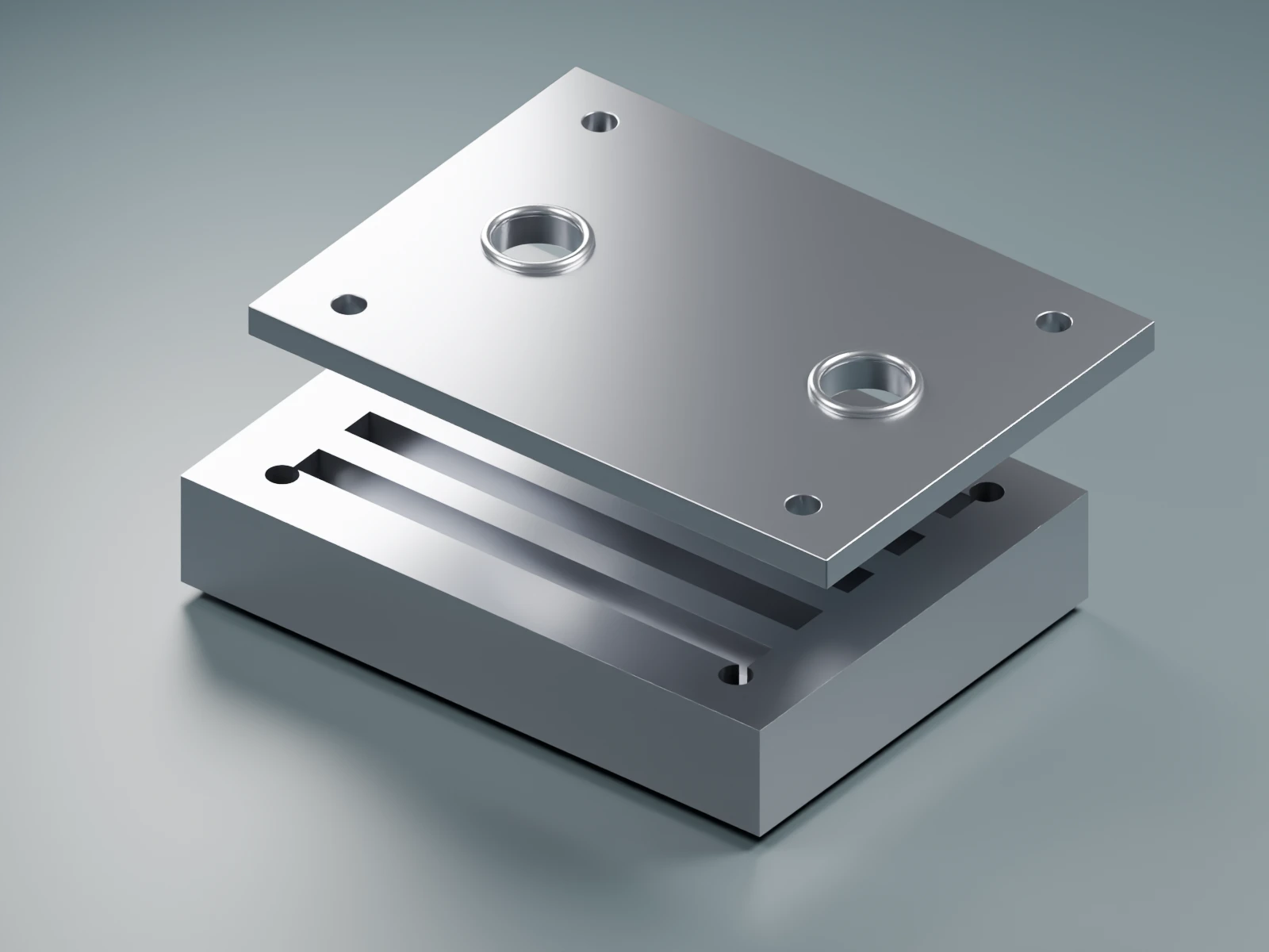 Representative 3D geometry of cold-plate components