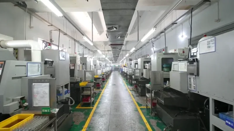 Production aisle in the manufacturing workshop