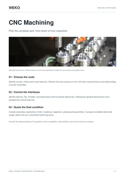 Cover of WEKO CNC Machining buyer guide