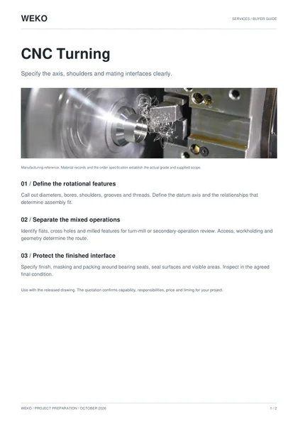 Cover of WEKO CNC Turning buyer guide