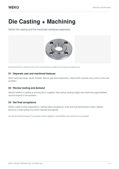 Cover of WEKO Die Casting + Machining buyer guide
