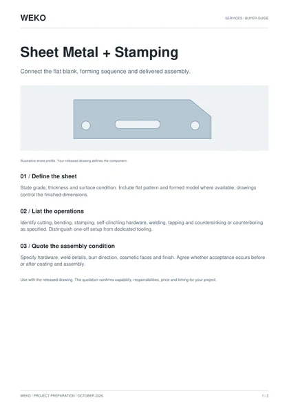 Cover of WEKO Sheet Metal + Stamping buyer guide