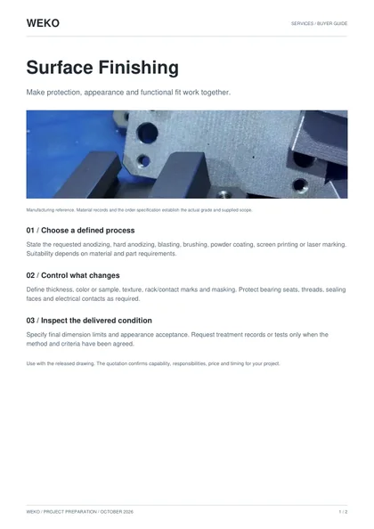 Cover of WEKO Surface Finishing buyer guide