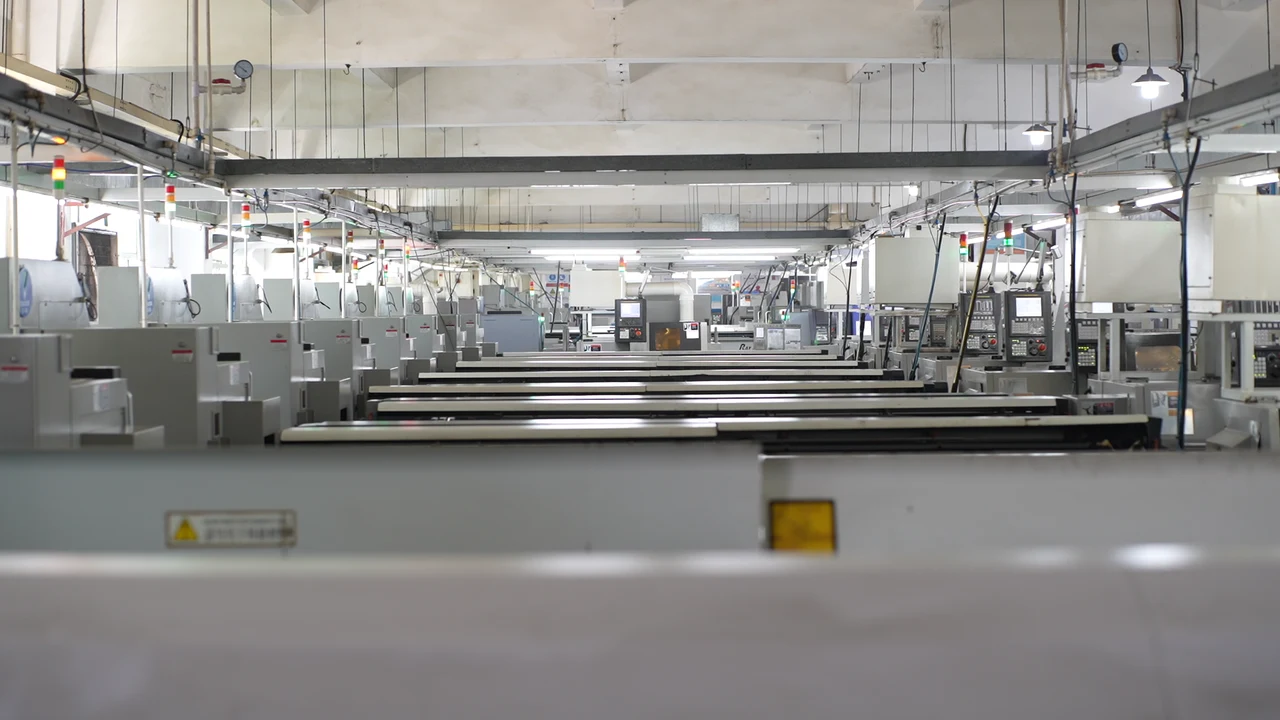 CNC machine rows in the manufacturing workshop