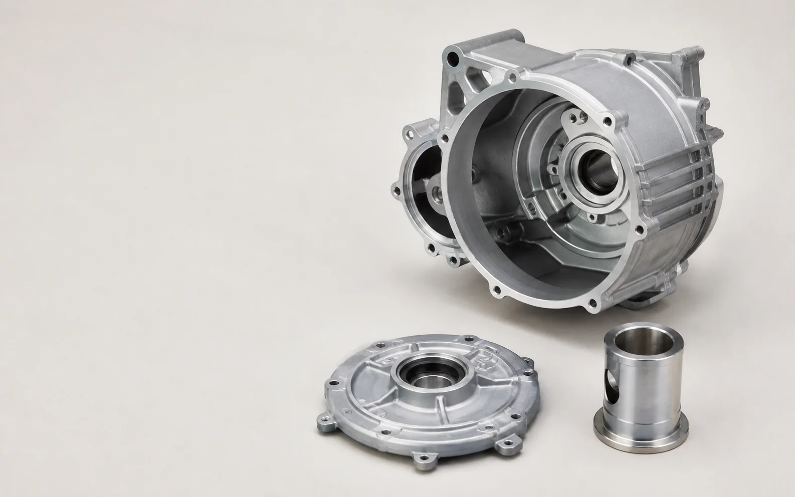 Illustrative compact electric-drive housing, cover and sleeve